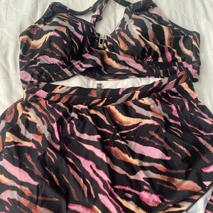 Torrid Pink and Black Animal Print Swimwear